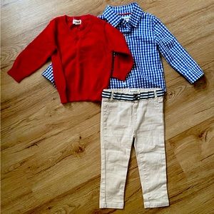 BeetleThreads 3 Piece Sweater, Button Up, Slack Set